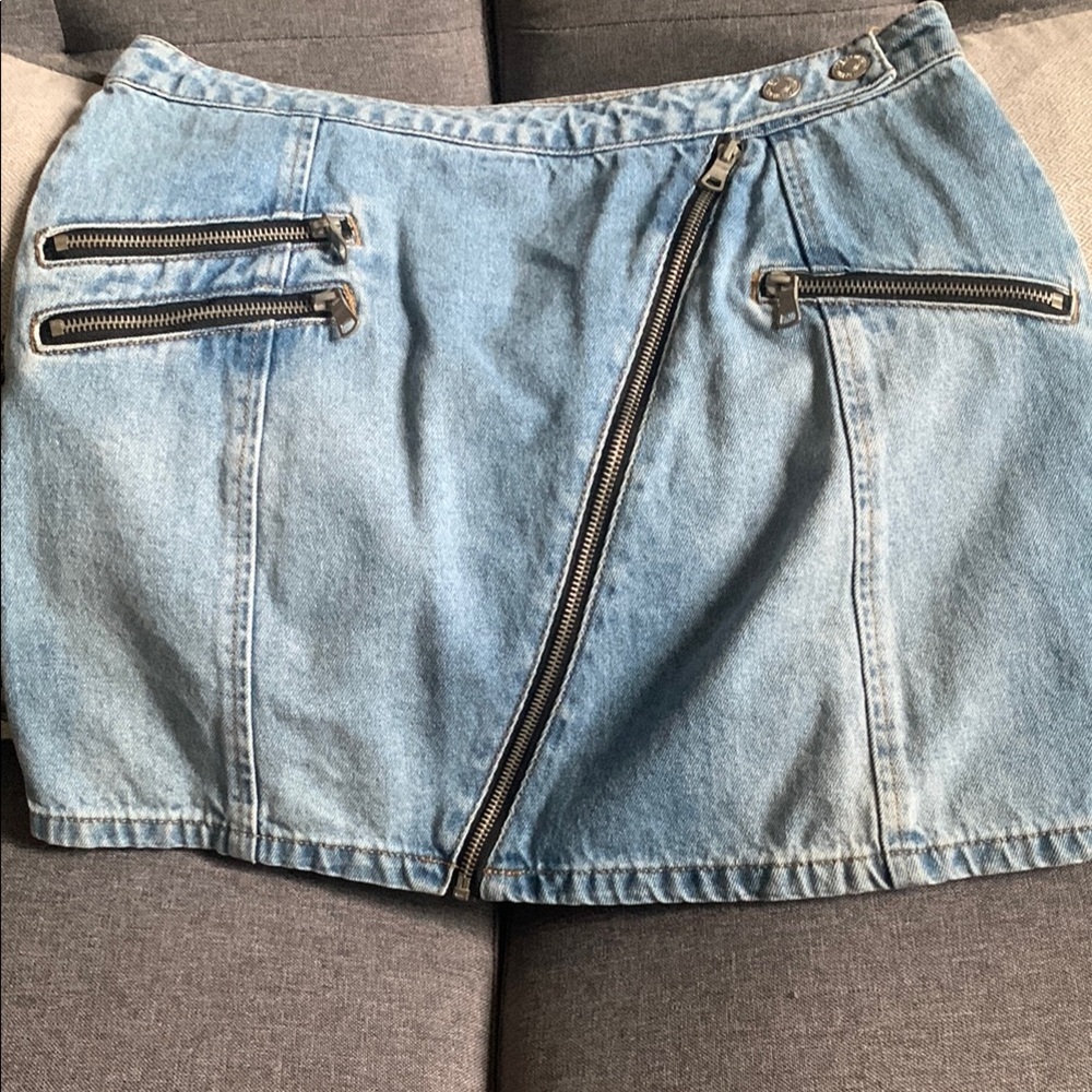 Forever 21 Blue Asymmetrical Zippered Mini Skirt